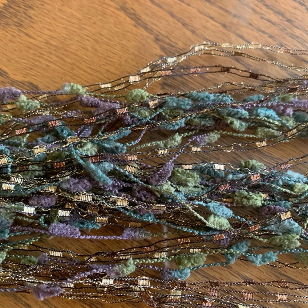 Italian Ladder Ribbon Scarf with Multicolor Textured Yarn